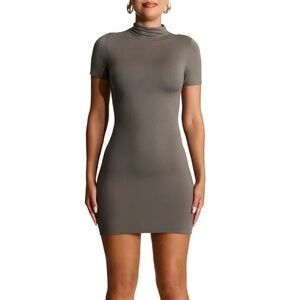 Short Sleeve Mock Neck Mini Dress